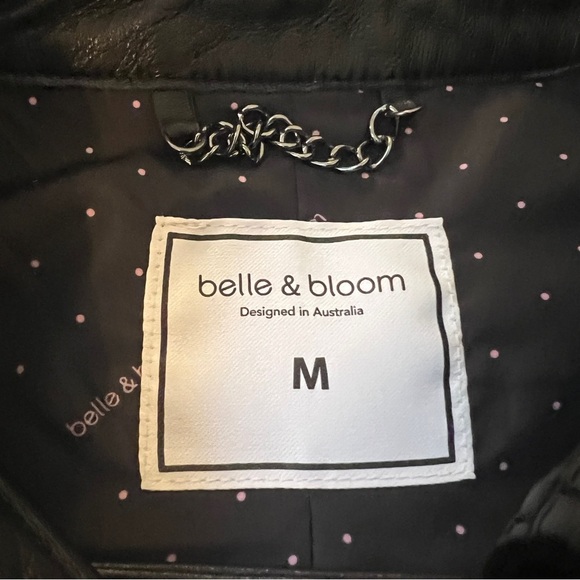 Belle & Bloom Black Leather Jacket Black Moto Trench Coat medium grunge - Picture 8 of 11